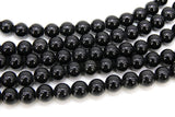 Natural Obsidian Beads, Smooth Shiny Round Black Genuine Obsidian Beads BS #84, size 8mm 15.75 inch Strands