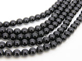 Natural Obsidian Beads, Smooth Shiny Round Black Genuine Obsidian Beads BS #84, size 8mm 15.75 inch Strands