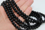 Natural Obsidian Beads, Smooth Shiny Round Black Genuine Obsidian Beads BS #84, size 8mm 15.75 inch Strands