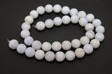 Natural Blue Lace Agate Beads, Smooth Round Light Blue and White Blended Beads BS #82, sizes in 10 mm 16 inch Strands