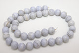 Natural Blue Lace Agate Beads, Smooth Round Light Blue and White Blended Beads BS #82, sizes in 10 mm 16 inch Strands