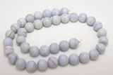 Natural Blue Lace Agate Beads, Smooth Round Light Blue and White Blended Beads BS #82, sizes in 10 mm 16 inch Strands