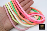 2 Strands 6mm Clay Flat Beads, Heishi beads in Polymer Clay Disc CB #86, Bright Neon Colors in FULL 16 inch Strands