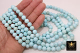 Baby Blue Turquoise Beads, Round Baby Blue Beads BS #79, size 10 mm 16 inch FULL Strands