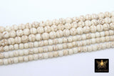 2 Strands White Turquoise Beads, Smooth Round White Beige Turquoise Beads BS #60, sizes in 4mm 6mm 8mm 10mm 15.3 inch Strands