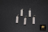 CZ Silver Love Words Charms, Small Gold Oblong Minimalist Dog Tags # 2642, Inspirational Bar 5 x 15 mm