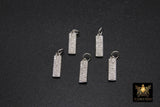 CZ Silver Love Words Charms, Small Gold Oblong Minimalist Dog Tags # 2642, Inspirational Bar 5 x 15 mm
