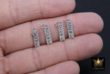 CZ Silver Love Words Charms, Small Gold Oblong Minimalist Dog Tags #2642, Inspirational Bar 5 x 15 mm