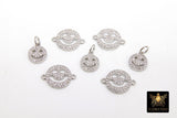 Silver CZ Pave Smiley Face Charms or Connectors, Gold Cubic Zirconia Happy Face # 553, Tiny Necklace Charms 9 x 10 mm