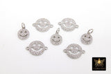 Silver CZ Pave Smiley Face Charms or Connectors, Gold Cubic Zirconia Happy Face #553, Tiny Necklace Charms 9 x 10 mm