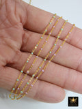 Dainty Gold Beaded Satellite Enamel Chain, Soft Pink Jewelry Chain CH #619, Soft Mint Green Beaded Chain