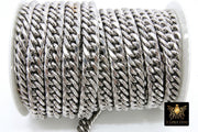 Silver Curb Chain, 304 Stainless Steel Large Heavy Flat 16.5 mm CH #249, Cuban Diamond Cut 11.6 mm Oval Unfinished Chains