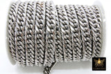 Silver Curb Chain, 304 Stainless Steel Large Heavy Flat 16.5 mm CH #249, Cuban Diamond Cut 11.6 mm Oval Unfinished Chains