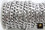 Silver Curb Chain, 304 Stainless Steel Large Heavy Flat 13.0 mm CH #256, Cuban Smooth Chunky Oval Unfinished Chains