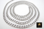 Silver Curb Chain, 304 Stainless Steel Large Heavy Flat 13.0 mm CH #256, 10 mm Cuban Smooth Chunky Oval Unfinished Chains