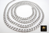 Silver Curb Chain, 304 Stainless Steel Large Heavy Flat 13.0 mm CH #256, 10 mm Cuban Smooth Chunky Oval Unfinished Chains