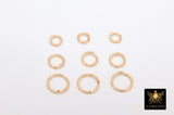 14 K Gold Filled Twist Jump Rings, Open Snap Close Sparkle Textured Rings # 2108, 4.0 mm 5.0 mm 6 mm
