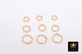 14 K Gold Filled Twist Jump Rings, Open Snap Close Sparkle Textured Rings # 2108, 4.0 mm 5.0 mm 6 mm