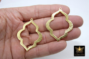 Gold Marquis Teardrop Charms, Brushed Brass Scallop Pendants, 39 x 49 mm Large Jewelry Charms