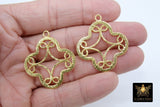 Large Quatrefoil Charm, Brushed Gold Soldered Filigree Clover #668, Earrings or Necklace Pendants 36 x 40 mm