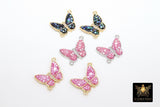 Gold Black Butterfly Connector, 2 Pcs CZ Micro Pink Silver Shell Butterflies #401, African Monmouth Butterfly