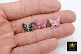 Gold or Silver Black Butterfly Connector, 2 Pcs CZ Micro Pink Silver Shell Butterflies # 401, African Monmouth Butterfly - 2 Pc White/Gold