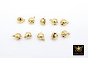 Gold Bell Charms, 25 Pc bell dangles #3121, Round Tiny Brass Christmas Bells