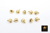 Gold Bell Charms, 25 Pc bell dangles #3121, Round Tiny Brass Christmas Bells