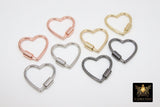 Gold Heart Screw Clasps, Large Silver Connector Claw #2657, Black or Rose Gold Necklace and Bracelet Links