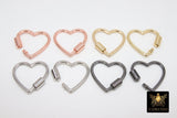 Gold Heart Screw Clasps, Small Silver Connector Claw #2659, Black Necklace and Bracelet Links