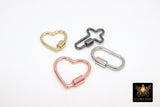 Gold Heart Screw Clasps, Small Silver Connector Claw #2659, Black Necklace and Bracelet Links