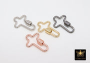 Gold Cross Screw Clasps, Small Silver Connector Claw #2658, Black or Rose Necklace and Bracelet Links