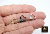 CZ Pave Gold Heart Lobster Clasps, Silver Heart Shape Claw #2352, Black Jewelry Clip Connectors