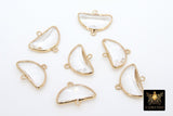 Gold Half Moon Crystal Connectors, 2 Pcs Semi Circle Links AG 647, Small or Medium Open Loop in Clear Crystal Glass