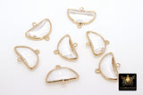 Gold Half Moon Crystal Connectors, 2 Pcs Semi Circle Links AG 647, Small or Medium Open Loop in Clear Crystal Glass