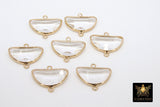 Gold Half Moon Crystal Connectors, 2 Pcs Semi Circle Links AG 647, Small or Medium Open Loop in Clear Crystal Glass