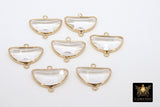 Gold Half Moon Crystal Connectors, 2 Pcs Semi Circle Links AG 647, Small or Medium Open Loop in Clear Crystal Glass