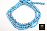Blue Turquoise Beads, Round Matte Sea Blue Beads BS #66, Frosted Howlite Beads size 4 mm 6 mm or 8 mm