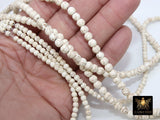 2 Strands White Turquoise Beads, Smooth Round White Beige Turquoise Beads BS #60, sizes in 4mm 6mm 8mm 10mm 15.3 inch Strands