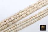 2 Strands White Turquoise Beads, Smooth Round White Beige Turquoise Beads BS #60, sizes in 4mm 6mm 8mm 10mm 15.3 inch Strands