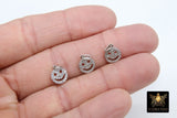 Silver CZ Pave Smiley Face Charms or Connectors, Gold Cubic Zirconia Happy Face #553, Tiny Necklace Charms 9 x 10 mm