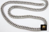 Silver Curb Chain, 304 Stainless Steel Large Heavy Flat 16.5 mm CH #249, Cuban Diamond Cut 11.6 mm Oval Unfinished Gold Chains