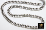 Silver Curb Chain, 304 Stainless Steel Large Heavy Flat 16.5 mm CH #249, Cuban Diamond Cut 11.6 mm Oval Unfinished Chains