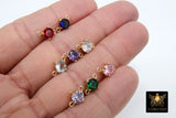 Gold Diamond Shape CZ Connectors, Earring Colorful Crystal Links #667, Clear Pink Blue Aqua Green Purple