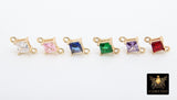 Gold Diamond Shape CZ Connectors, Earring Colorful Crystal Links #667, Clear Pink Blue Aqua Green Purple