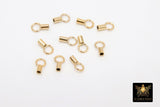 14 K Gold Filled Crimp End Caps, Gold Dainty Chain Necklace Crimps # 2123, 4 mm Ring and 1.0 or 1.4 mm ID Hole