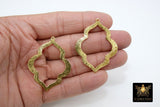 Gold Marquis Teardrop Charms, Brushed Brass Scallop Pendants, 39 x 49 mm Large Jewelry Charms