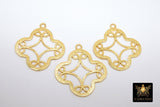 Large Quatrefoil Charm, Brushed Gold Soldered Filigree Clover #668, Earrings or Necklace Pendants 36 x 40 mm