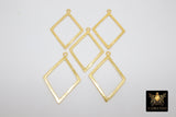 Diamond Shape Charms, Large Brushed Gold Diamond Pendants #668, Necklace and Earrings Charm 38 x 56 mm