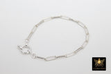 925 Sterling Silver Bracelet or Necklace, Single or Double Wrap Rectangle Chunky Drawn Cable Chain, Large Clasp